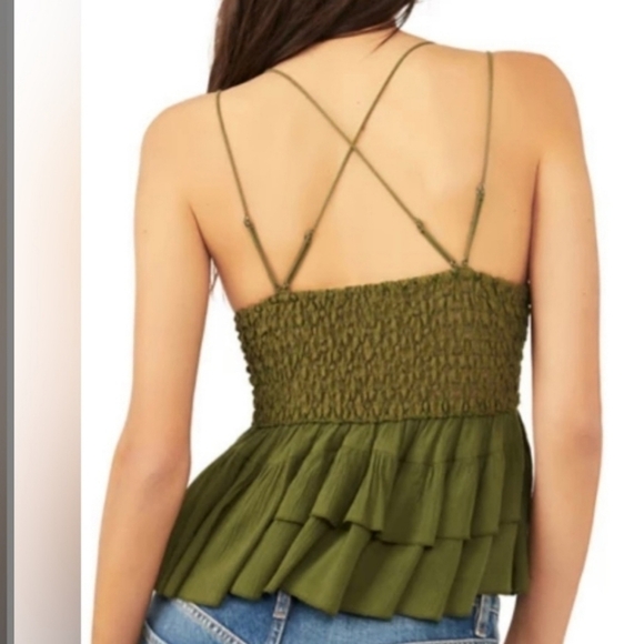 Free People Adella Cami - Moss Green Camisole Bra Top NEW! - Picture 2 of 5